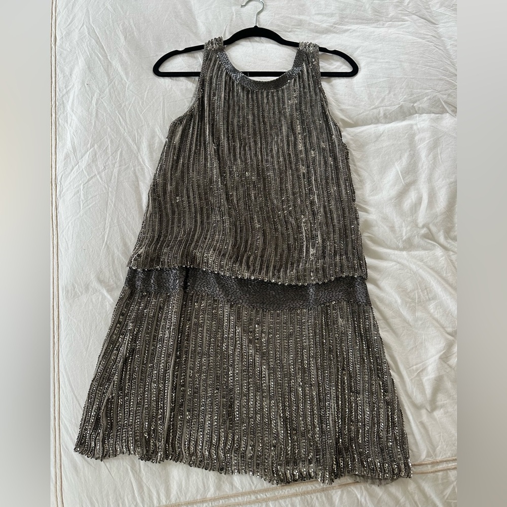 Parker silver sequin dress size small